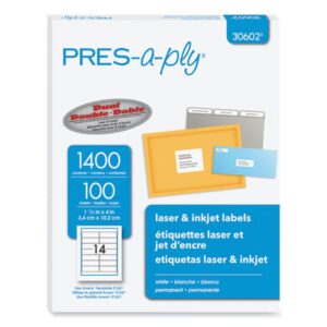 Pres-a-ply Laser/Inkjet Labels 1 1/3 x 4 Wh