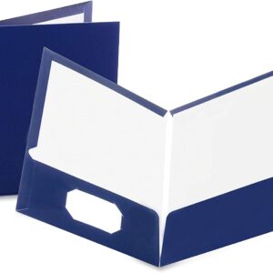 Oxford Twin Pocket Lam Folder 8.5x11 Nav