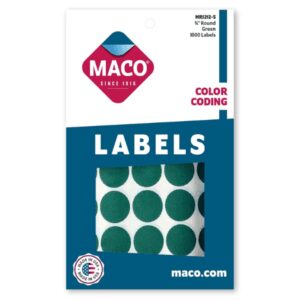 Maco Color Coding Round Labels 3/4 Green Pk/1000