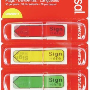 Unv Tape Flag Sign Here Assorted